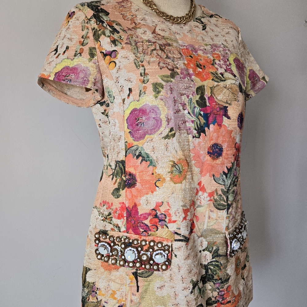 Tory Burch Jillian Floral Print Tunic From 2014 Resrt Line. Size 6 - Picture 3 of 14